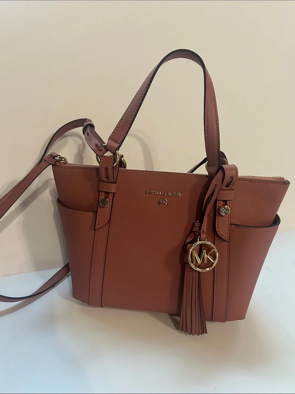 Michael Kors Sullivan Small Saffiano Leather Top-Zip Tote Bag like new